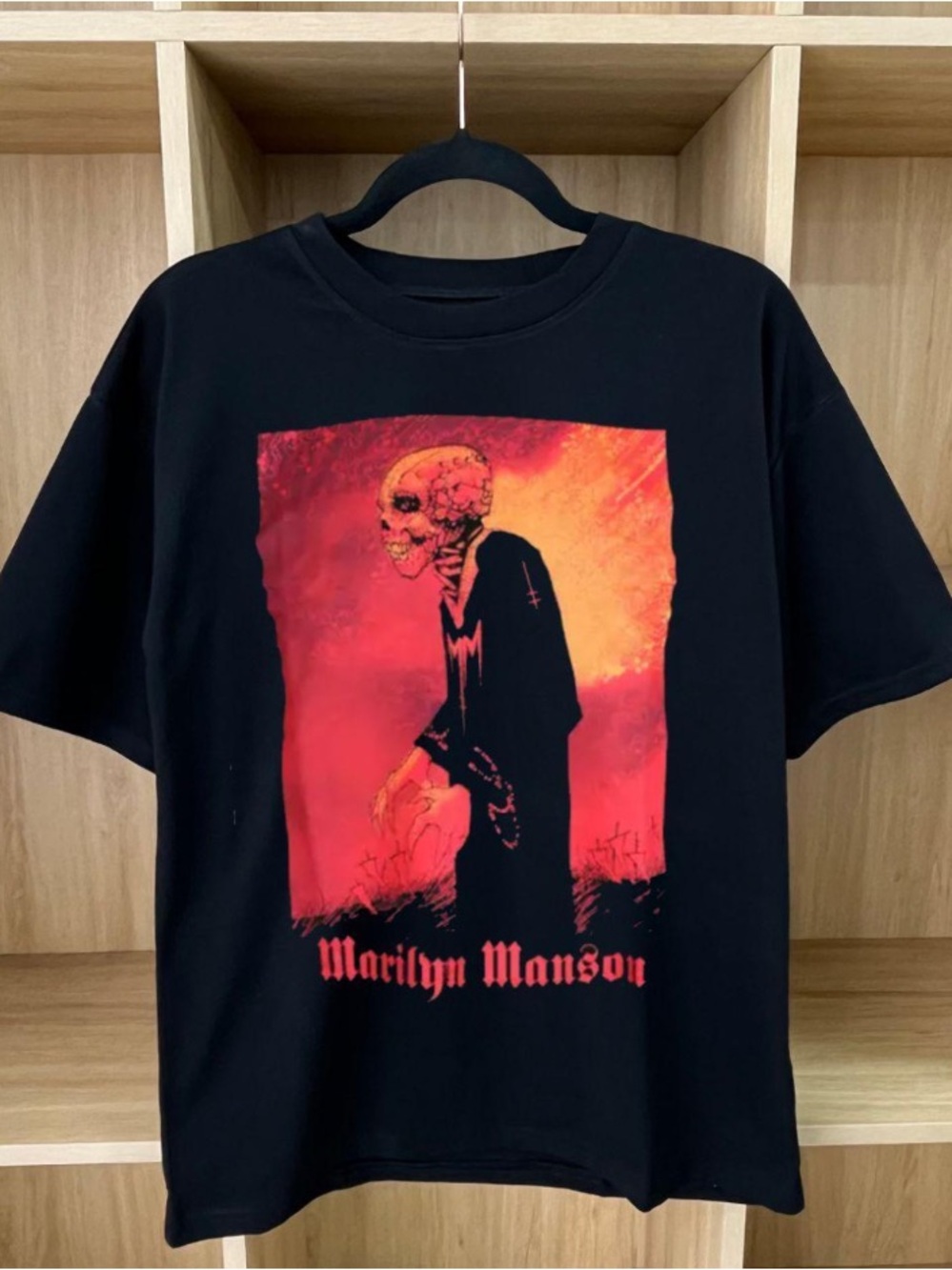 Marilyn Manson Red Gradient Skeleton T-shirt from 'The Scarlet Priest'